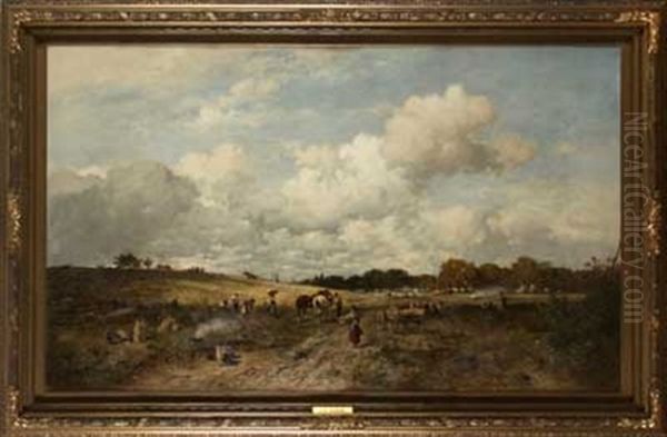 Bei Der Kartoffelernte Oil Painting by Adolf Heinrich Lier