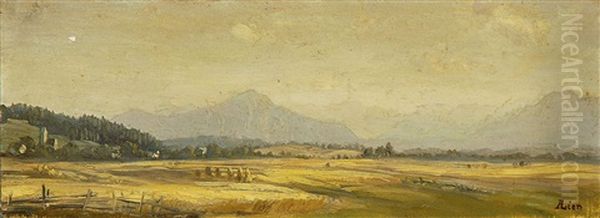 Voralpenlandschaft Bei Rosenheim Oil Painting by Adolf Heinrich Lier