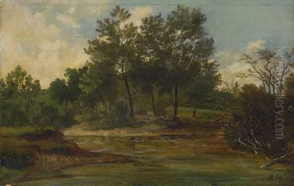 Waldweiher (study) Oil Painting by Adolf Heinrich Lier