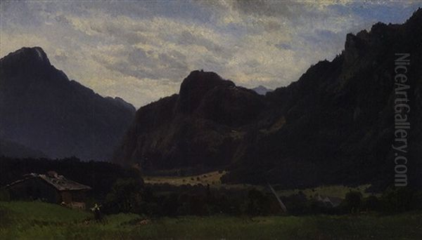 Landschaft Mit Gehoften Oil Painting by Adolf Heinrich Lier