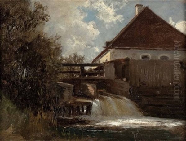 An Der Schleuse Oil Painting by Adolf Heinrich Lier