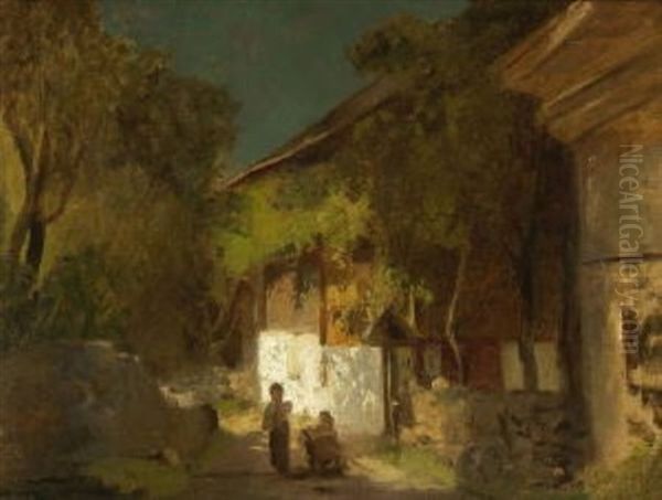 Bauernhaus Oil Painting by Adolf Heinrich Lier