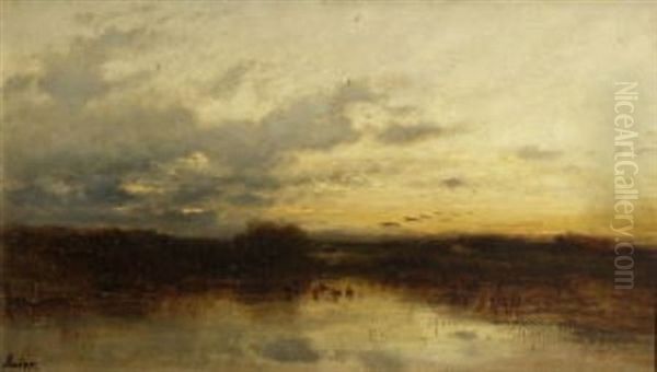 Abendstimmung Am Staffelsee Oil Painting by Adolf Heinrich Lier