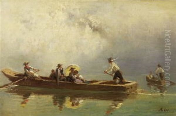 Lustfahrt Am Chiemsee Oil Painting by Adolf Heinrich Lier