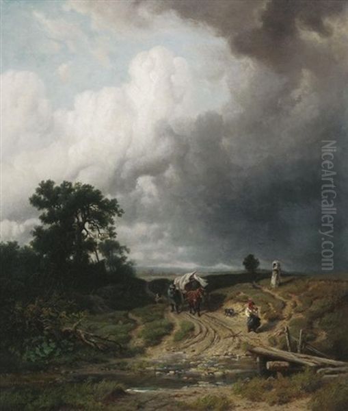 Aufziehendes Gewitter Oil Painting by Adolf Heinrich Lier