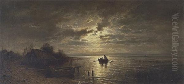 Mondnacht Am Chiemsee Oil Painting by Adolf Heinrich Lier