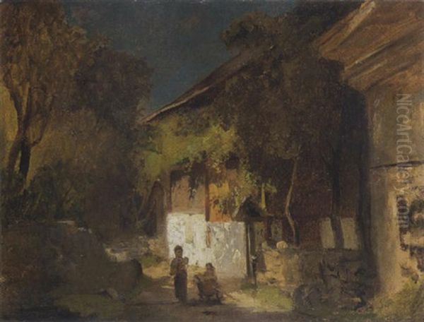 Bauerngehoft Oil Painting by Adolf Heinrich Lier