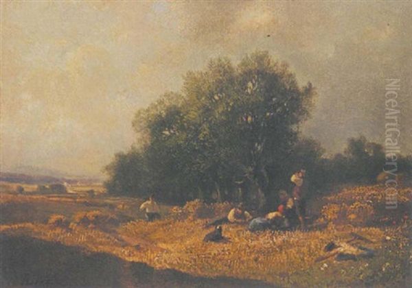 Kornernte Oil Painting by Adolf Heinrich Lier