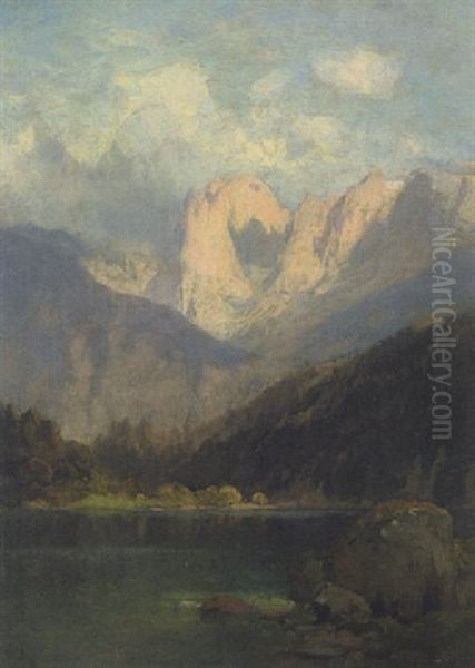 Gebirgssee Oil Painting by Adolf Heinrich Lier