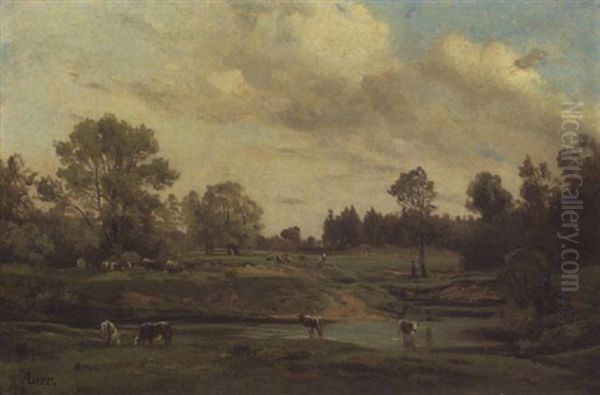 Sommerlandschaft Mit Weidendem Vieh Oil Painting by Adolf Heinrich Lier