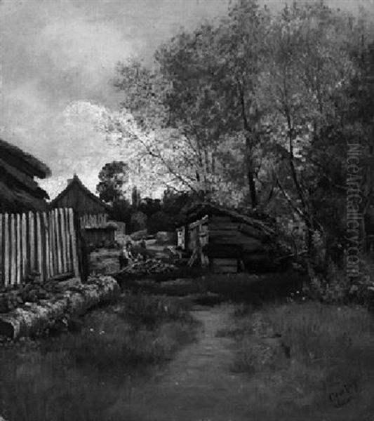 Bauern Bei Der Holzarbeit In Olching Oil Painting by Adolf Heinrich Lier