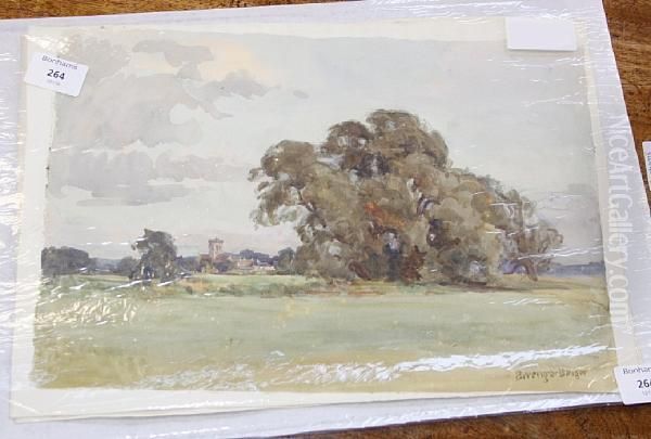 Landscape With Distant Church Oil Painting by Berenger Benger