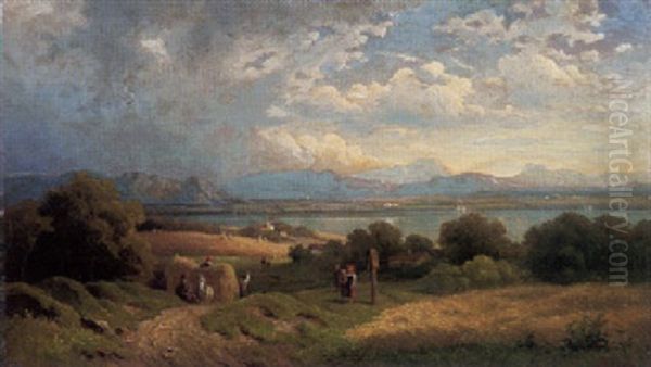 Am Starnberger See Oil Painting by Adolf Heinrich Lier