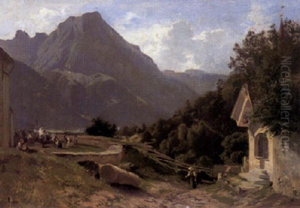 Motiv Bei Buglen In Der Schweiz Oil Painting by Adolf Heinrich Lier