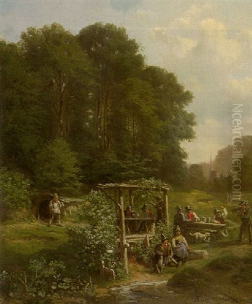 Oberbayerische Waldschenke Oil Painting by Adolf Heinrich Lier