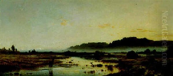 Sonnenuntergang In Der Au Oil Painting by Adolf Heinrich Lier