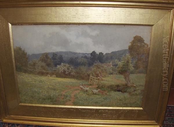 Country Landscape, Near Newton Abbott Oil Painting by Berenger Benger