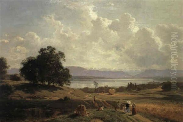 Der Starnberger See Von Pocking Aus Oil Painting by Adolf Heinrich Lier