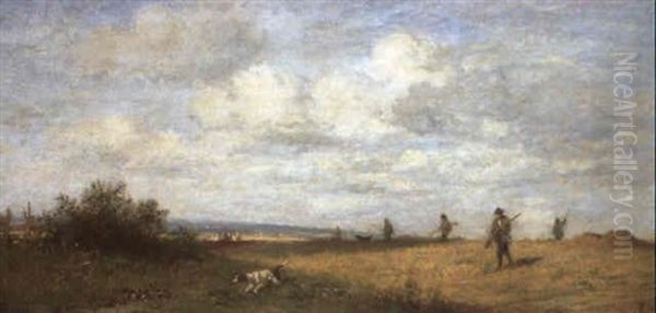 Treibjagd, In Weiter Landschaft Oil Painting by Adolf Heinrich Lier