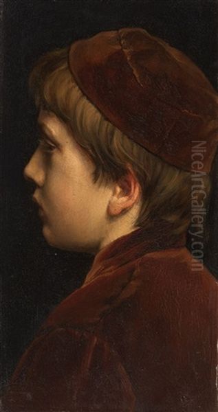 Portrait Of A Youth Oil Painting by Josef Hendrik Hubert Lies