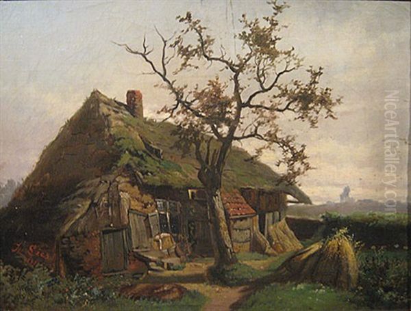 De Vervallen Boerderij Oil Painting by Josef Hendrik Hubert Lies