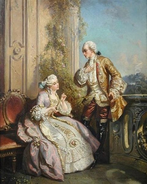 The Proposal Oil Painting by Josef Hendrik Hubert Lies