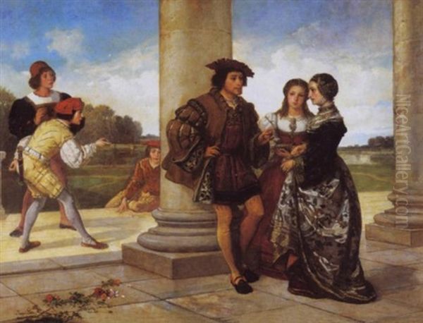 Het Rendez-vous Oil Painting by Josef Hendrik Hubert Lies