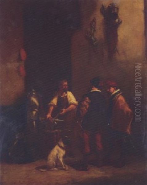 The Blacksmith Oil Painting by Josef Hendrik Hubert Lies