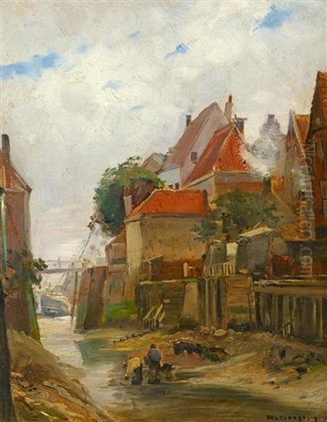 Dorfansicht Oil Painting by Helmuth Liesegang