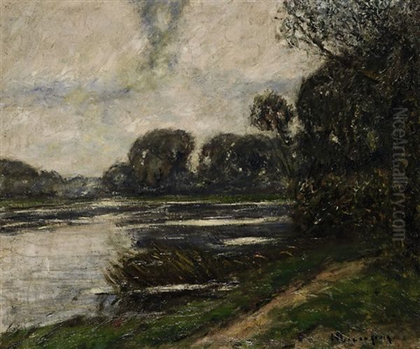 Flusslandschaft Oil Painting by Helmuth Liesegang