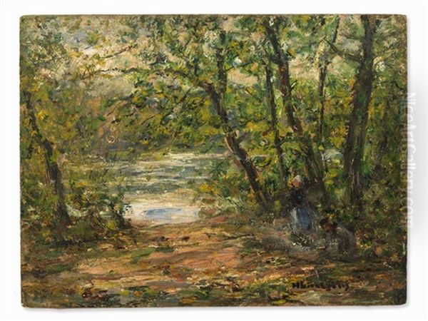 Forest Landscape Oil Painting by Helmuth Liesegang