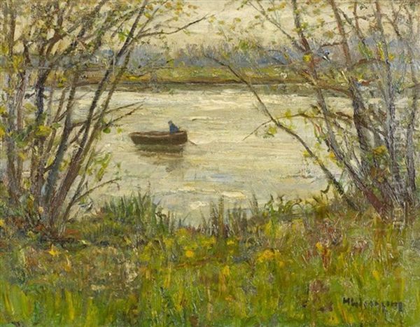 Angler Auf Einem See Oil Painting by Helmuth Liesegang