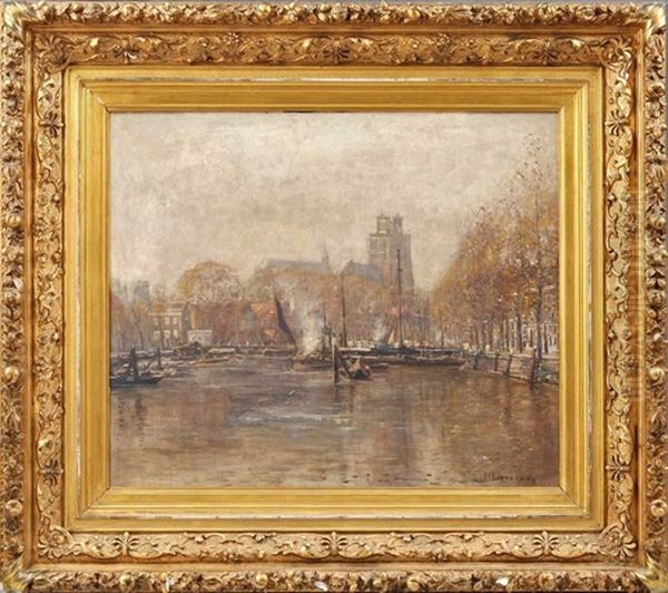 Nebliger Herbstmorgen (dordrecht) Oil Painting by Helmuth Liesegang