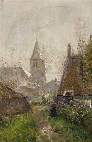 Dorfstrase An Der Kirche Oil Painting by Helmuth Liesegang