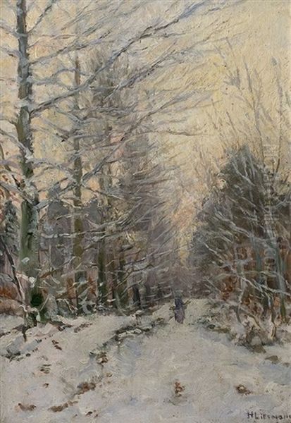 Winterwald Oil Painting by Helmuth Liesegang