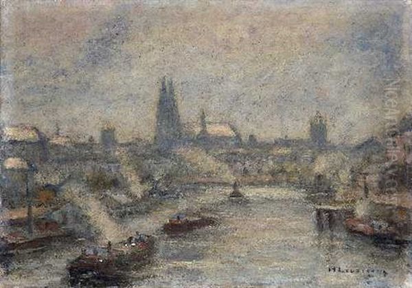 Der Kolner Dom, Vom Rhein Aus Gesehen Oil Painting by Helmuth Liesegang