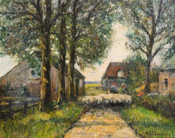 Allee Mit Schafherde Oil Painting by Helmuth Liesegang