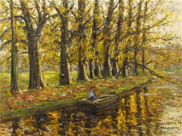 Herbst Im Dusseldorfer Hofgarten Oil Painting by Helmuth Liesegang