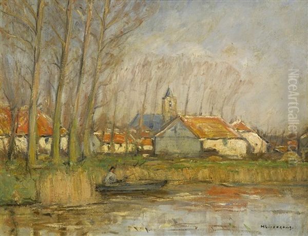 Dorf Am Fluss Oil Painting by Helmuth Liesegang