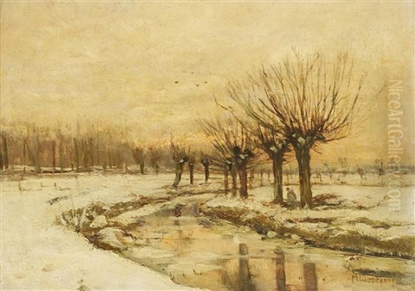 Winter Im Dusseltal Oil Painting by Helmuth Liesegang