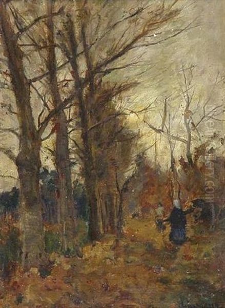 Herbstlicher Wald Bei Kleve Oil Painting by Helmuth Liesegang