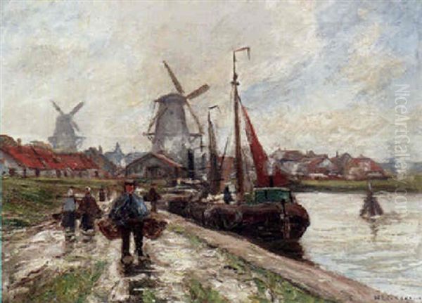 Fischerhafen In Holland Oil Painting by Helmuth Liesegang