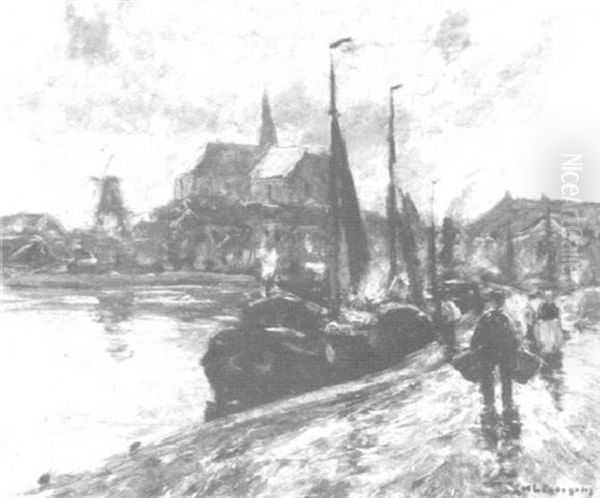 Kleiner Fischerhafen In Holland Oil Painting by Helmuth Liesegang