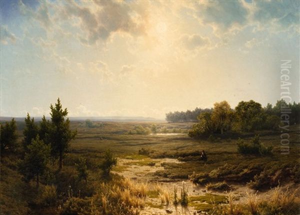 A Panoramic Moor Landscape Oil Painting by Cornelis Lieste