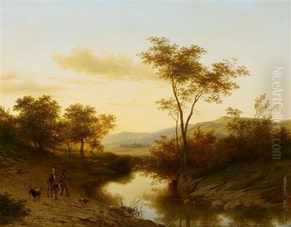 Abendstimmung Am Fluss Oil Painting by Cornelis Lieste