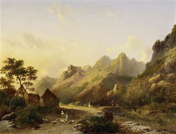 Abendstimmung Im Gerbirge Oil Painting by Cornelis Lieste