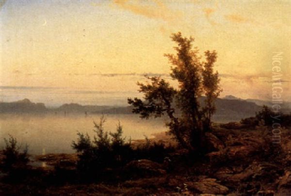 A Traveller In A Landscape At Dusk Oil Painting by Cornelis Lieste