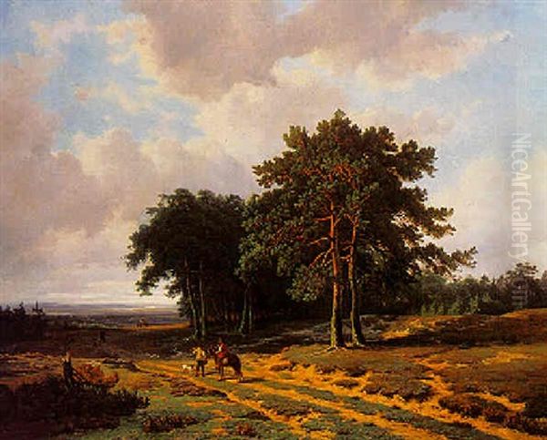 Travellers On The Edge Of A Forest Oil Painting by Cornelis Lieste