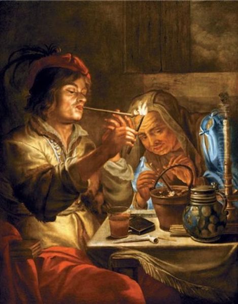 Les Fumeurs De Pipe Oil Painting by Jan Andreas Lievens the Younger