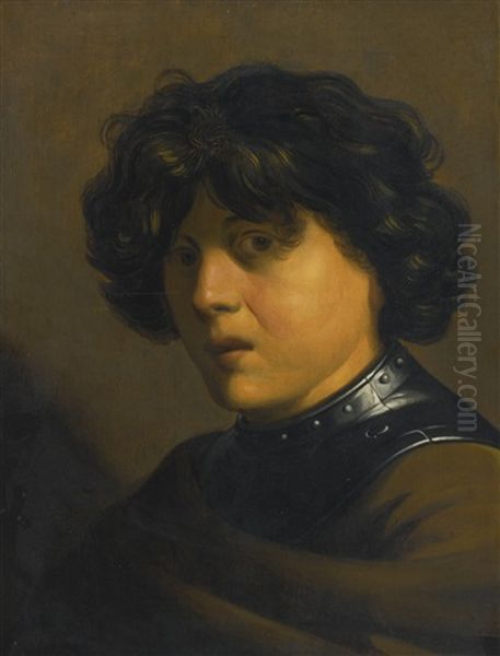 Portrait Of A Young Boy, Head And Shoulders, Wearing Armour Oil Painting by Jan Lievens